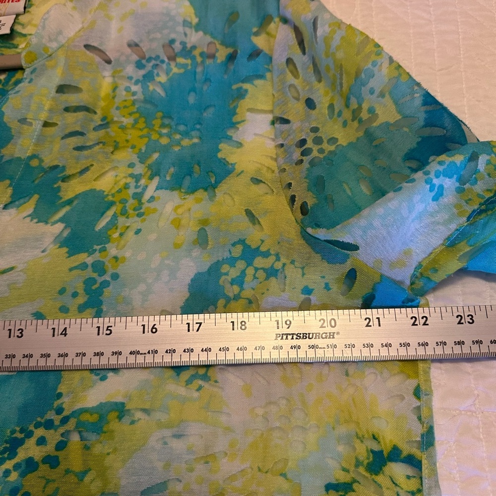 Ruby Rd. Blue and Green Floral Jacket - Picture 8 of 11